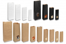 Sacchetti in carta con fondo quadro - marrone, nero e banco, con e senza finestra | PIT Packaging.it | Paesedellebuste