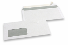 Buste standard con finestra, 110 x 220 mm, 80 grs., finestra a sinistra 45 x 90 mm, posizione della finestra 20 mm dal sinistra e 15 mm dal fondo, chiusura a striscia | PIT Packaging.it | Paesedellebuste