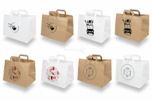 Shopper in carta per asporto - bianco e marrone | PIT Packaging.it | Paesedellebuste