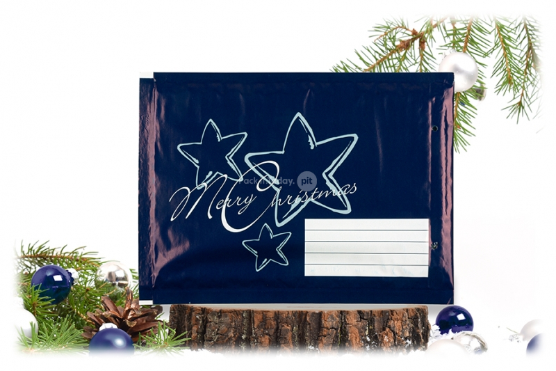 Buste natalizie imbottite, blu + stelle