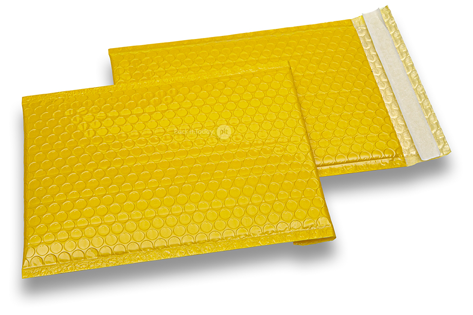 Buste imbottite in lamina metallica lucida giallo