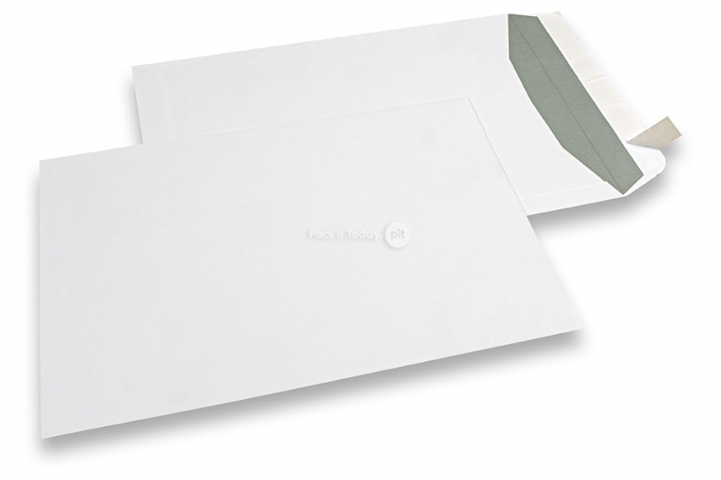 Buste di carta bianco, 229 x 324 mm (C4), 120 grammi, chiusura a lembo autoadesivo, peso circa 16 g cad.