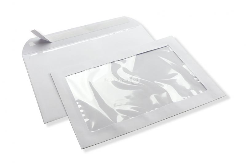 Buste maxi finestra, 229 x 324 mm (A4), 160 grammi, chiusura a lembo autoadesivo, (formato finestra 170 x 270 mm, posizione: 27 mm da sinistra, 30 mm dal fondo)