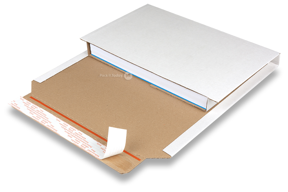 Imballaggio per libri Multistar - chiudere l'imballaggio con la striscia adesiva - bianco