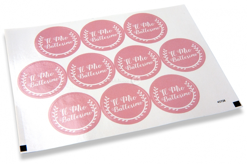 Sigilli per battesimo - il mio battesimo rosa con la ghirlanda bianca