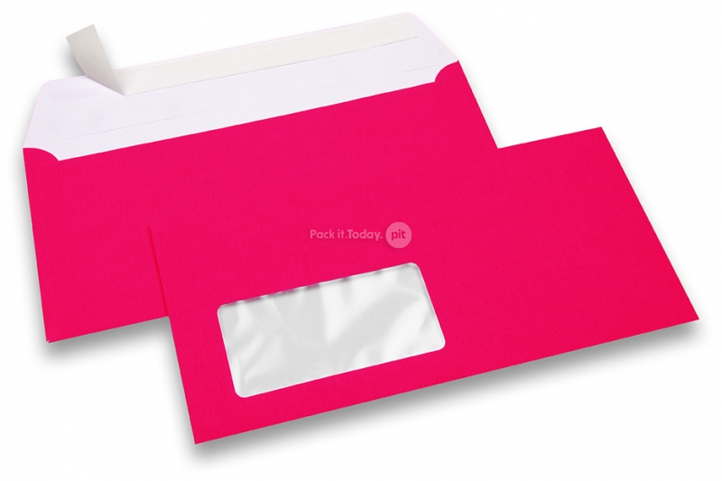 Buste fluorescenti - rosa, con finestra 45 x 90 mm, posizione della finestra 20 mm dal sinistra e 15 mm dal lato inferiore