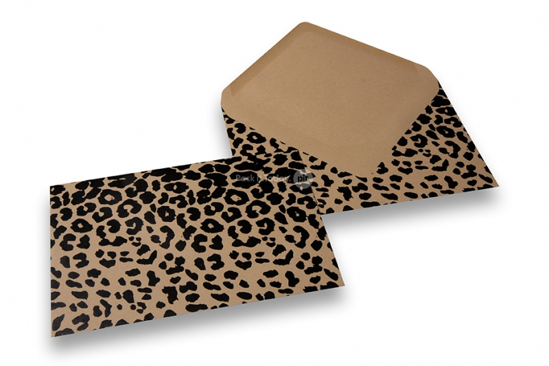 Buste decorate con animali - kraft marrone, nero, motivo leopardato