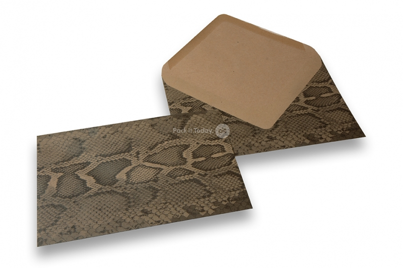 Buste decorate con animali - kraft marrone, nero, motivo serpente