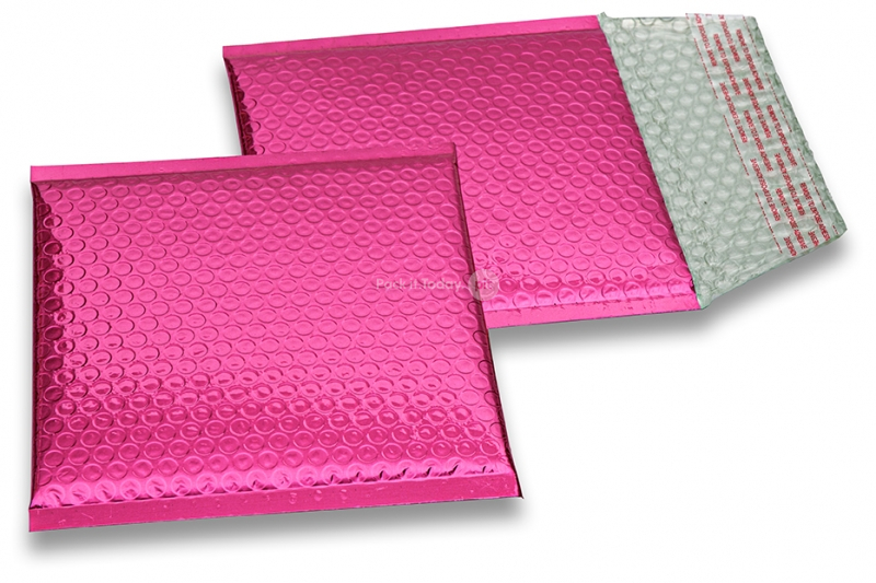 Buste imbottite metallizzate ECO - rosa 165 x 165 mm