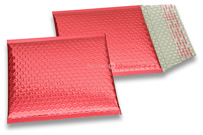 Buste imbottite metallizzate ECO - rosso 165 x 165 mm