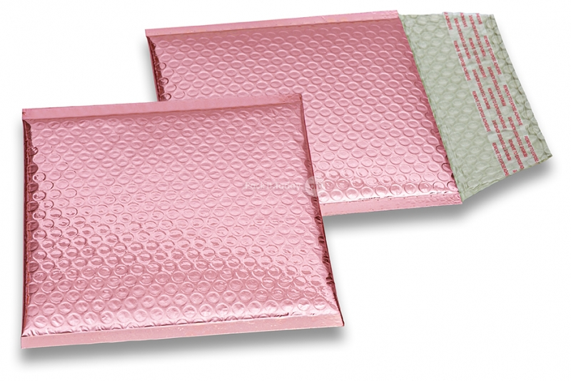Buste imbottite metallizzate ECO - oro rosa 165 x 165 mm