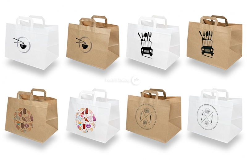 Shopper in carta per asporto - bianco e marrone