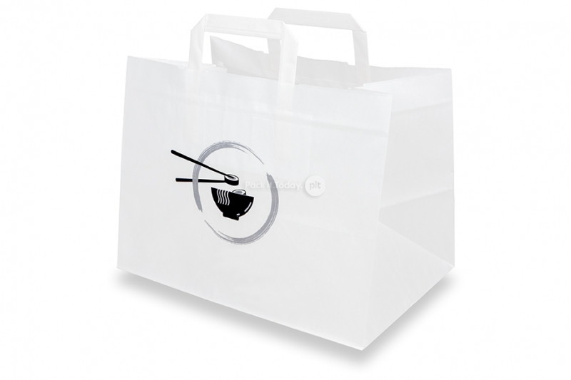 Shopper in carta per asporto - bianco + cibo asiatico