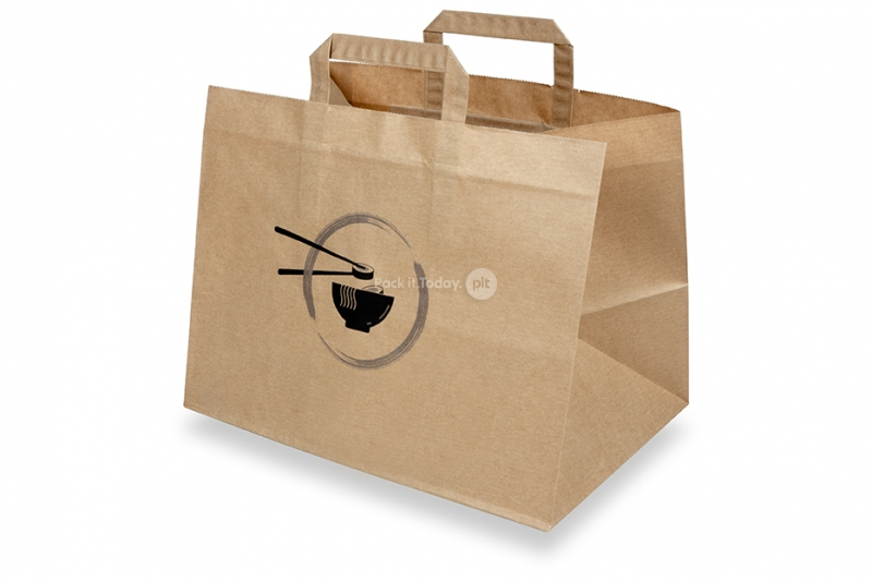 Shopper in carta per asporto - marrone + cibo asiatico