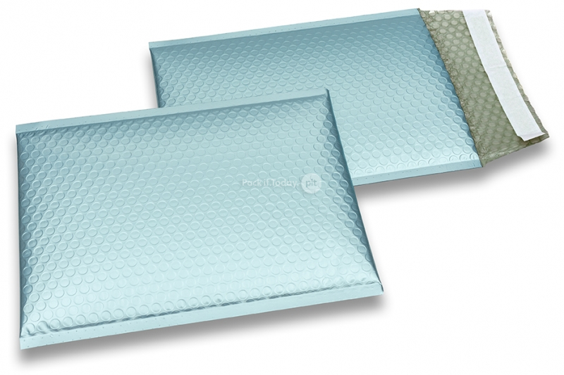 Buste imbottite metallizzate opache ECO - blu ghiaccio 180 x 250 mm