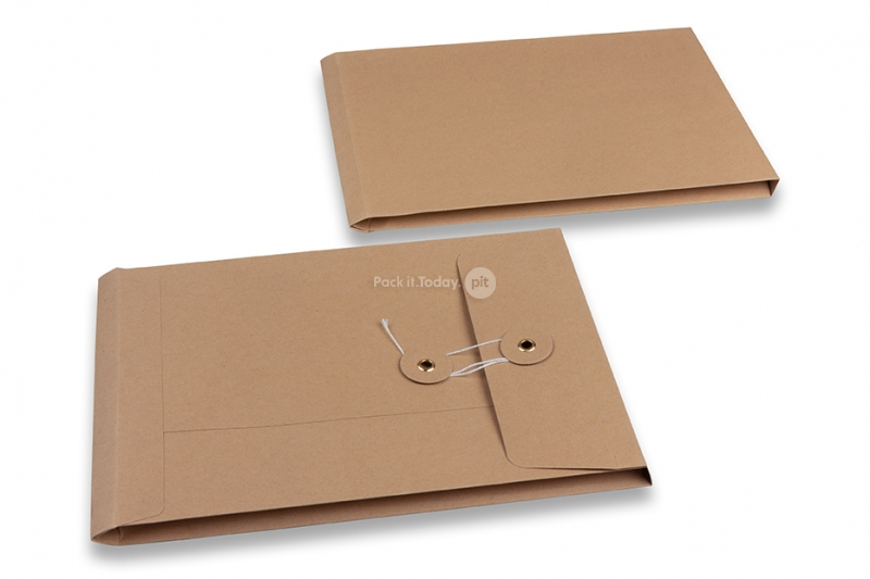 Buste con corda e rondella - 162 x 229 x 25 mm, marrone