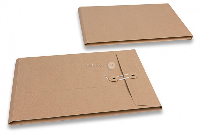 Buste con corda e rondella - 229 x 324 x 25 mm, marrone