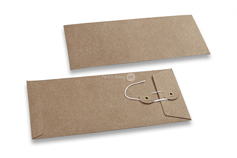 Buste con corda e rondella - 110 x 220 mm, kraft marrone