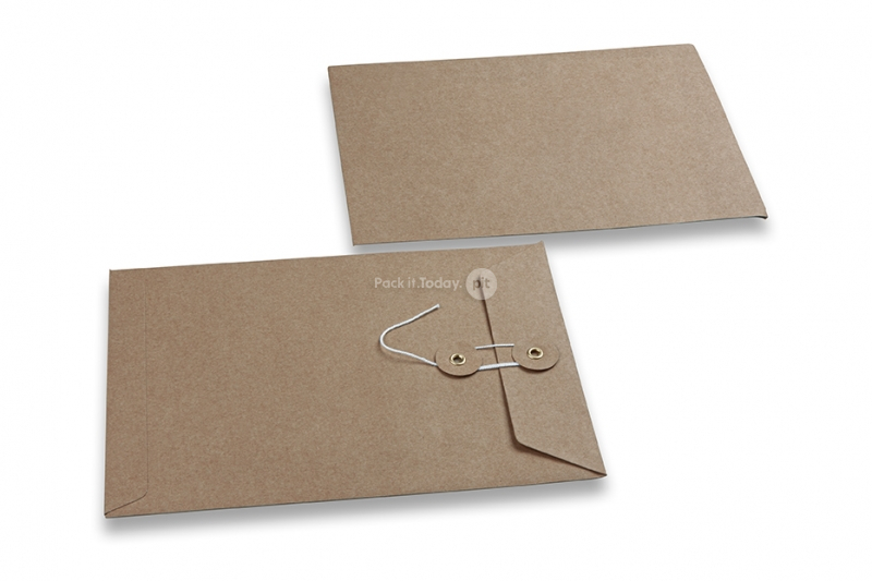 Buste con corda e rondella - 162 x 229 mm, kraft marrone