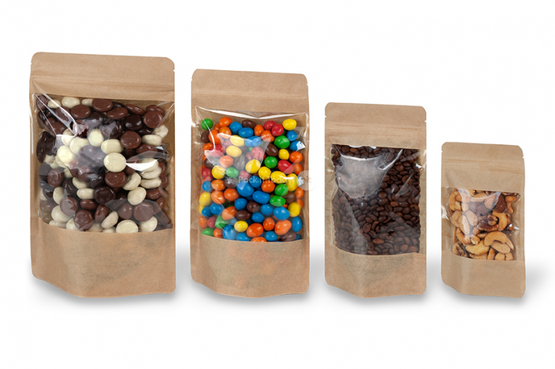 Sacchetti Doypack in carta con finestra grande