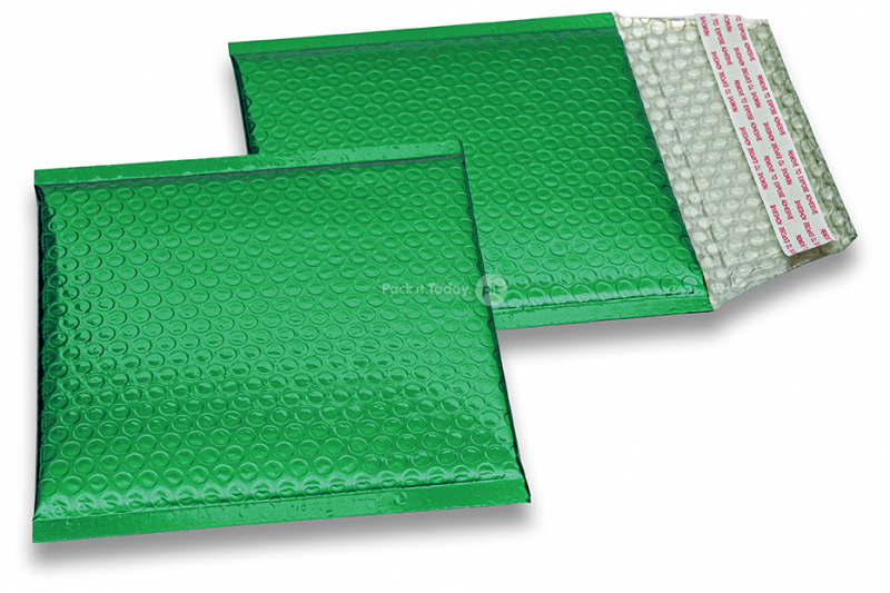Buste imbottite metallizzate ECO - verde 165 x 165 mm