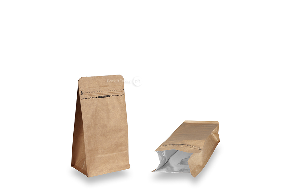 Sacchetti  con fondo piatto - marrone, 500 ml / 250 grammi caffè macinato