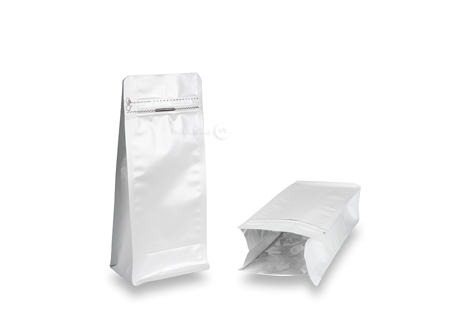 Sacchetti  con fondo piatto - bianco, 1000 ml / 500 grammi caffè macinato