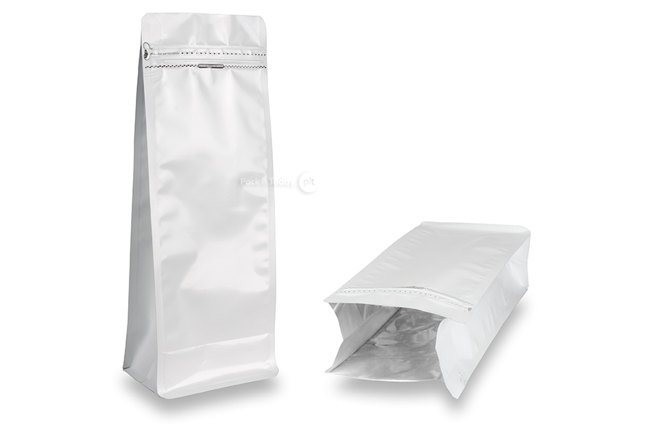 Sacchetti  con fondo piatto - bianco, 2000 ml / 1000 grammi caffè macinato