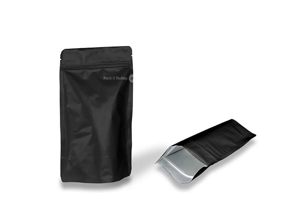 Sacchetti Doypack nero opaco - 130 x 225 x 70 mm, 500 ml