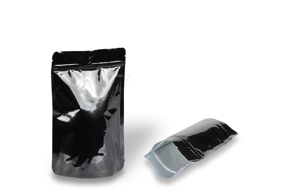 Sacchetti Doypack nero lucido - 130 x 225 x 70 mm, 500 ml