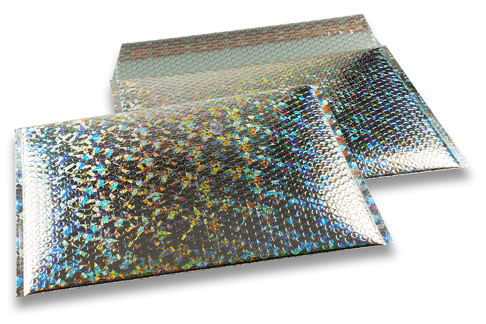 Buste imbottite metallizzate ECO - argento olografico 235 x 325 mm
