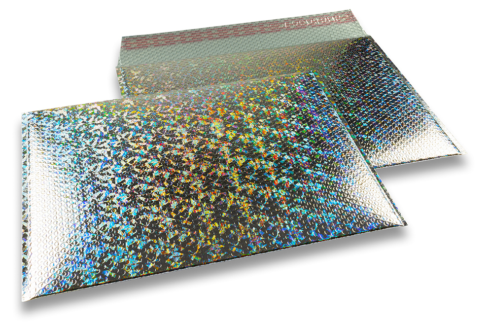 Buste imbottite metallizzate ECO - argento olografico 320 x 425 mm