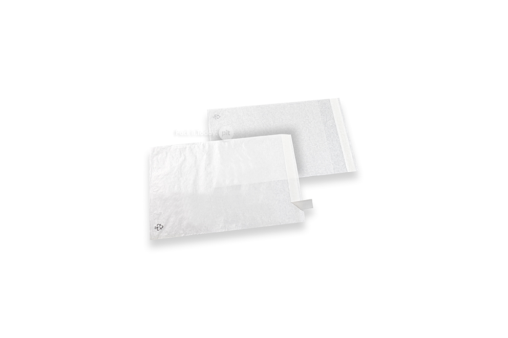 Buste glassine bianche con chiusura adesiva - 130 x 150 mm