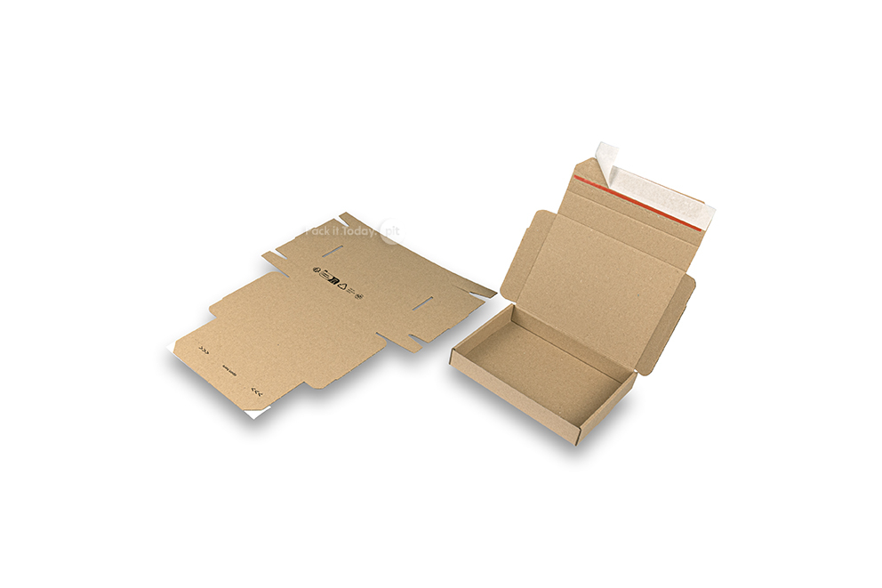 Scatole fustellate con lembo autoadesivo - 160 x 120 x 25 mm (A6), marrone