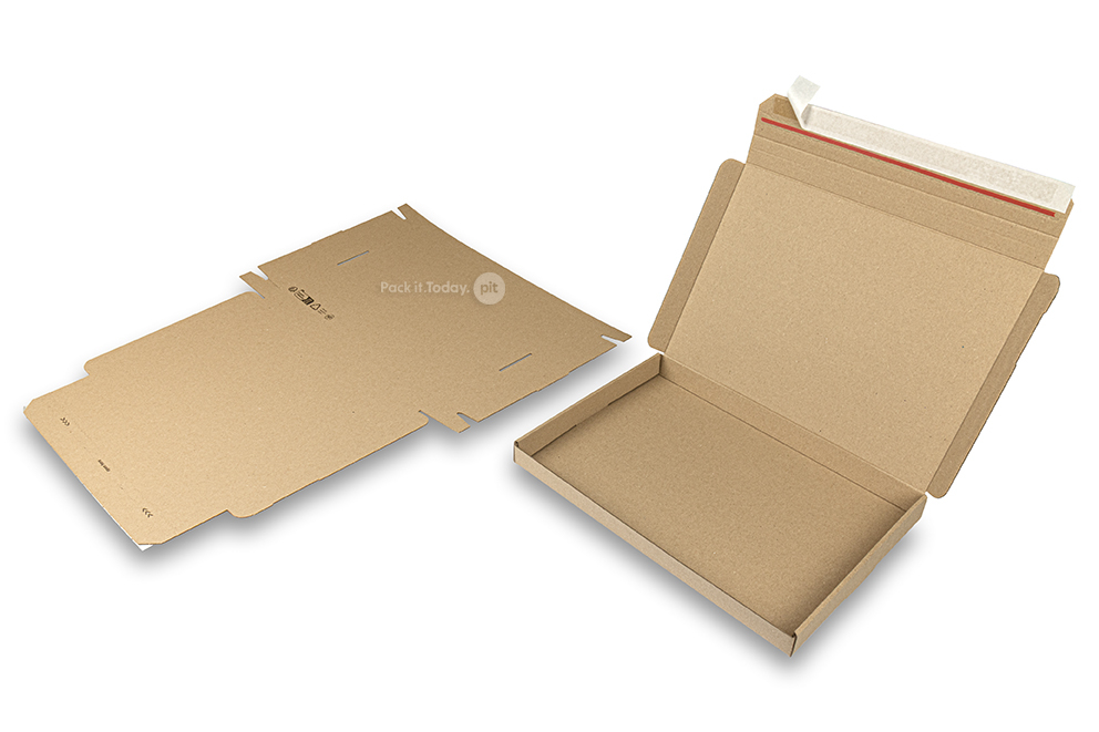 Scatole fustellate con lembo autoadesivo - 310 x 220 x 25 mm (A4), marrone